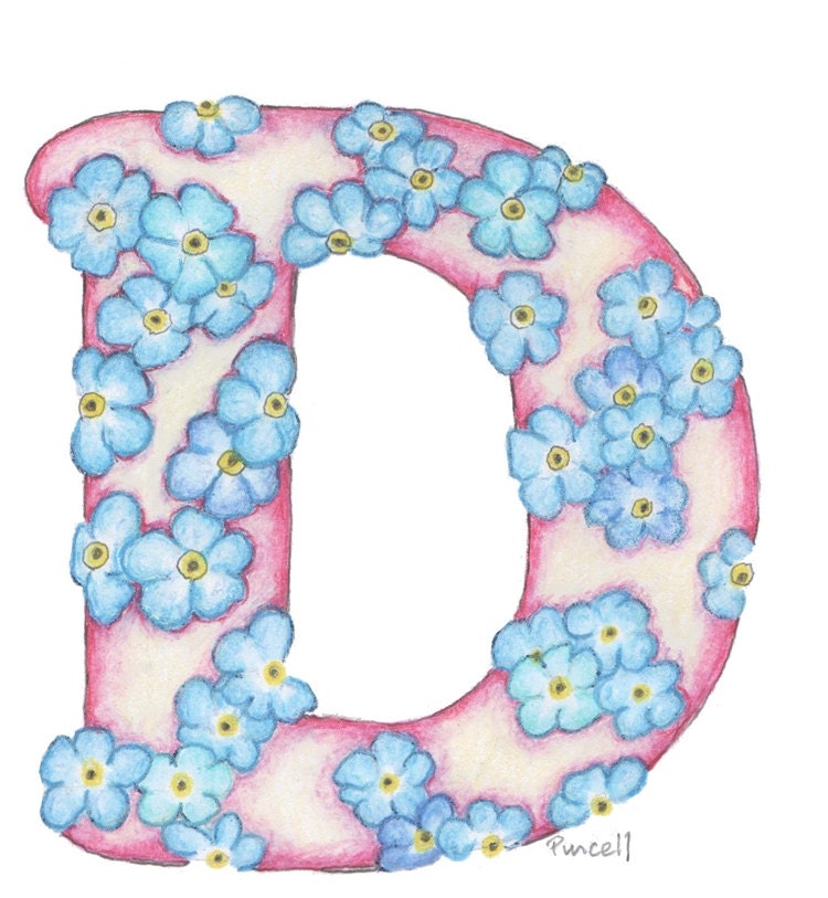 Letter and Initial Custom Art Print Childrens Art Nursery Decor Initial Print