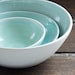 Serving Bowls Kitchen Food Prep Porcelain Bowls Aqua and White Pottery