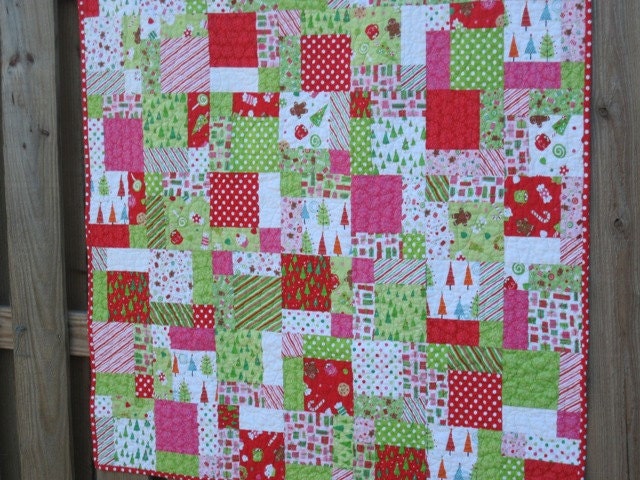 Christmas / Holiday Decor / Christmas Candy Quilt / Handmade Holiday Quilt / Christmas Baby / Made to Order