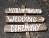 3 painted barn wood Wedding Signs 1 Stake directional name tags any word rustic country western sign