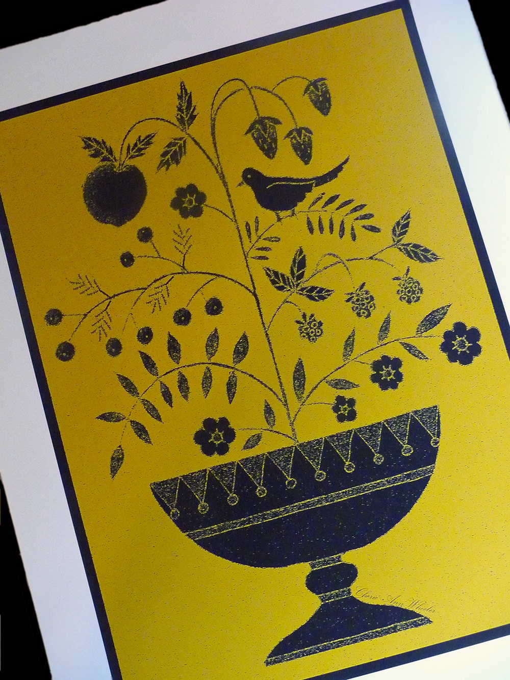 Blackwork Vase Art Print by Cherie Wheeler