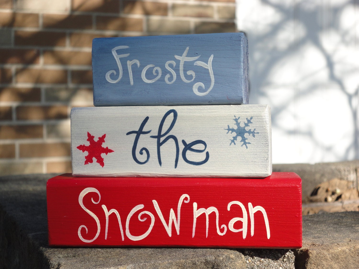 CHRISTMAS, Frosty The Snowman Wood Blocks, Home Decor, Christmas Decor, Housewares