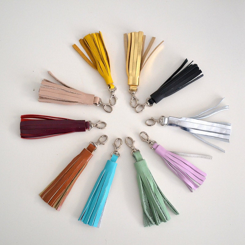 Tassel leather clip Keychain - Ready to ship