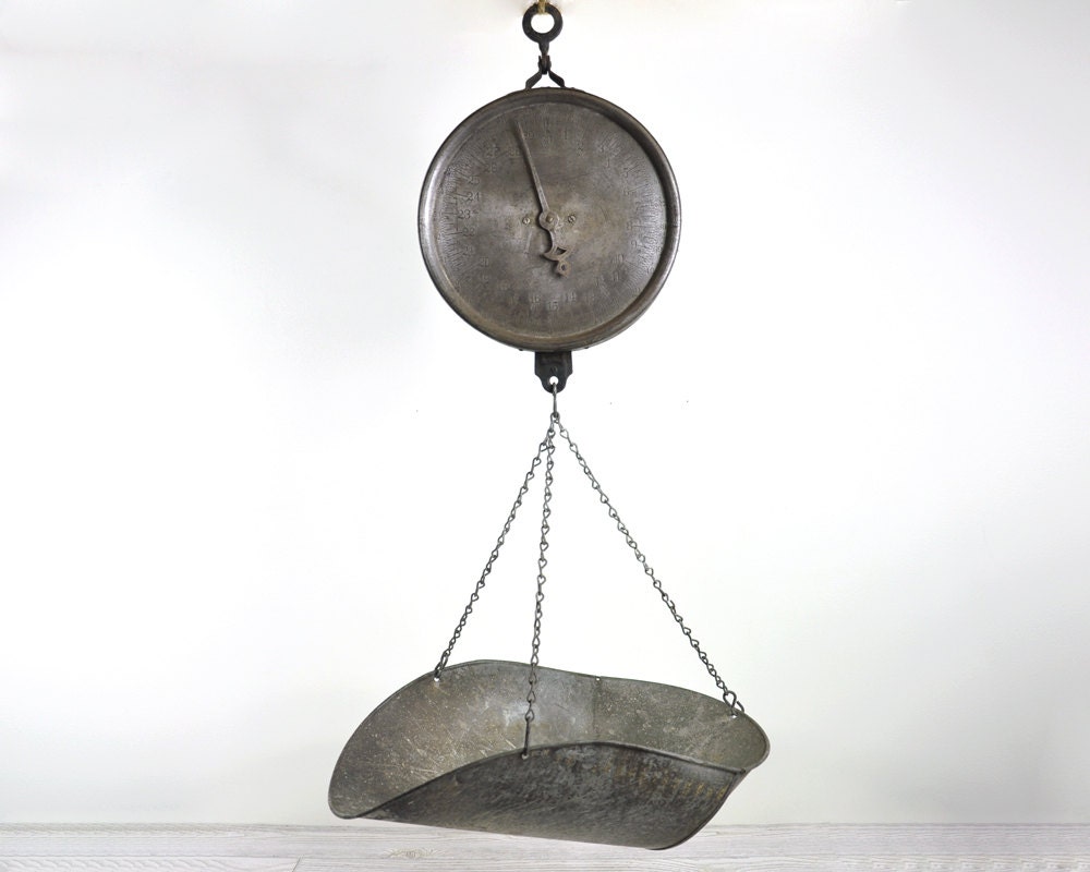 Antique Industrial Hanging Scale / Industrial Decor