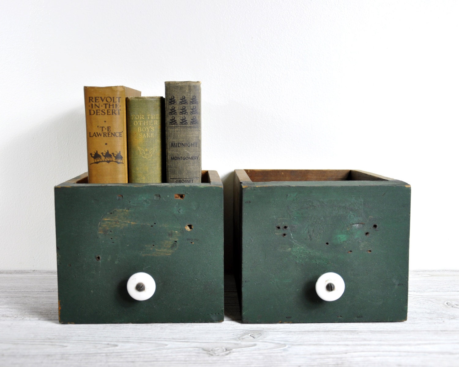 Vintage Rustic Wood Shop Drawers / Wooden Boxes / Industrial Storage