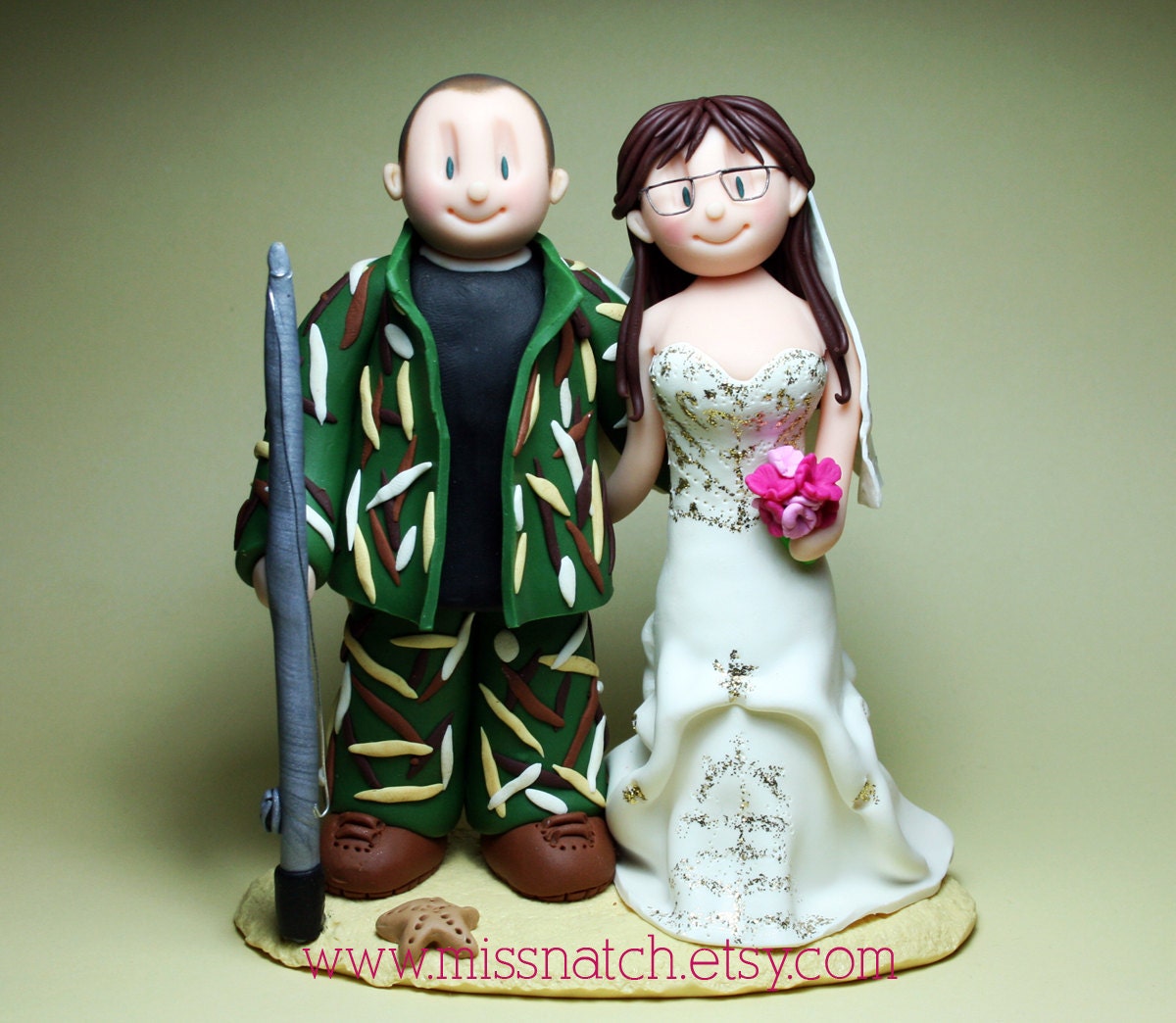 DEPOSIT - Camo Hunter Country Chic Wedding Cake Topper