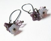 Lilac Flower Earrings, Lavender Gunmetal Earrings, Purple Flower Earrings - Lilac Bouquet