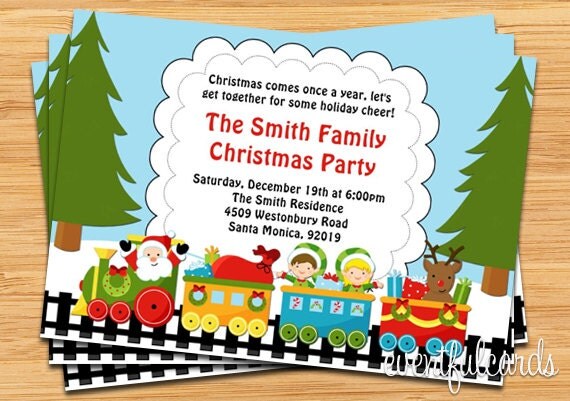 Santa Claus Train Christmas Party Invitation - Customize to your occasion - Printable Il_570xn