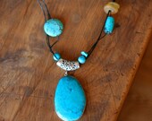 Long turquoise pendant necklace
