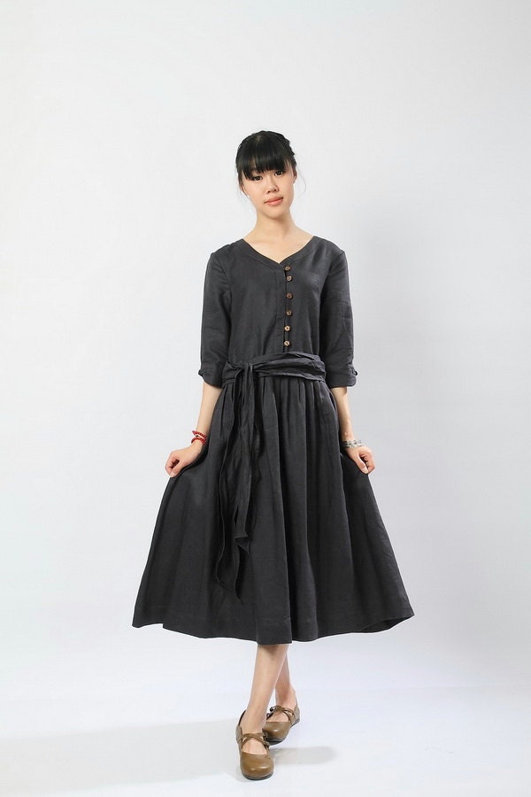 Classic style Black linen sundress/tunic(more colour and size choice)