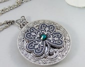 Irish Shamrock,Locket,Shamrock,Antique Locket,Silver Locket,Clover,Luck,Irish,Lucky, Shamrock,Love. Handmade jewelry by valleygirldesigns