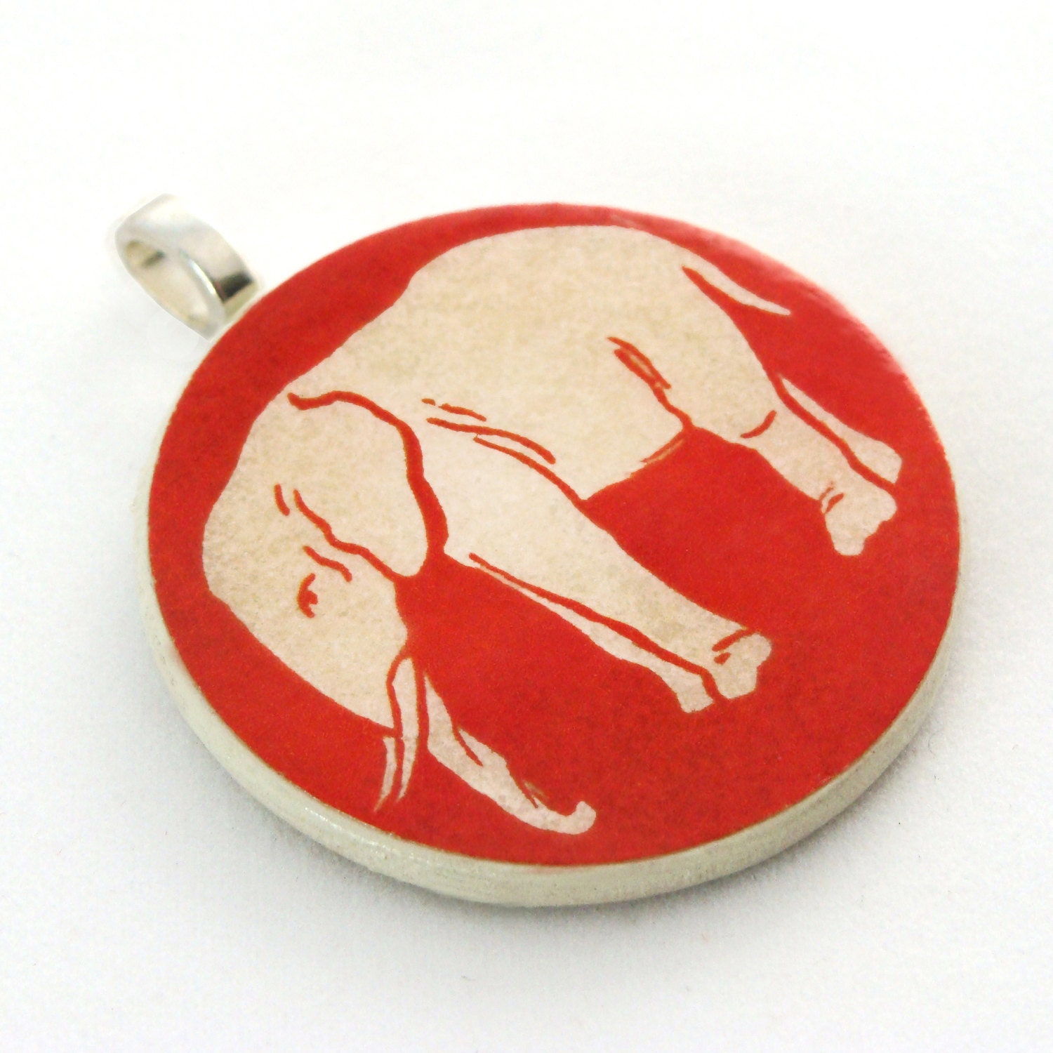 Pendant, Elephant, Handmade Decoupaged, FREE SHIPPING