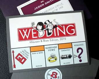 Pocket Monopoly - Monopoly Board Game Themed Wedding Invitation SAMPLE
