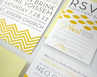 Lemon Chevron - Wedding Invitation Suite SAMPLE