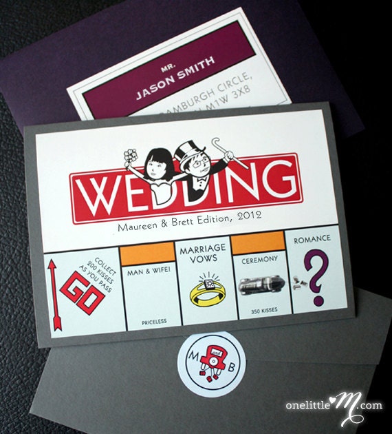 Pocket Monopoly - Monopoly Board Game Themed Wedding Invitation SAMPLE