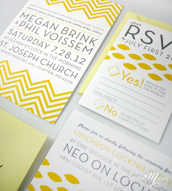 Lemon Chevron - Wedding Invitation Suite SAMPLE