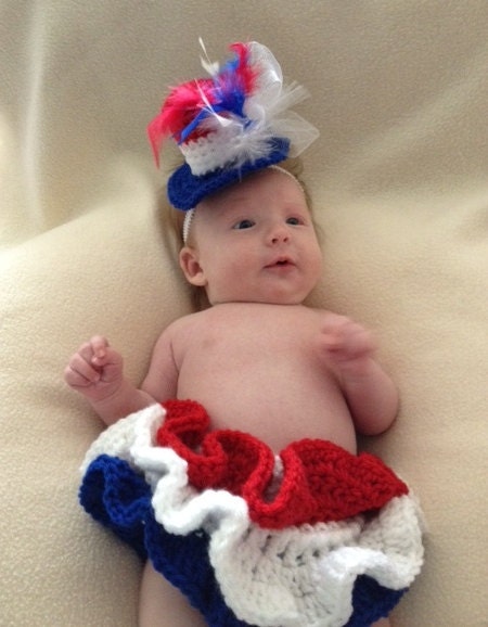 July 4th Uncle Sam Mini Baby Top Hat and Matching Tutu, Newborn Photography Prop, Military Baby