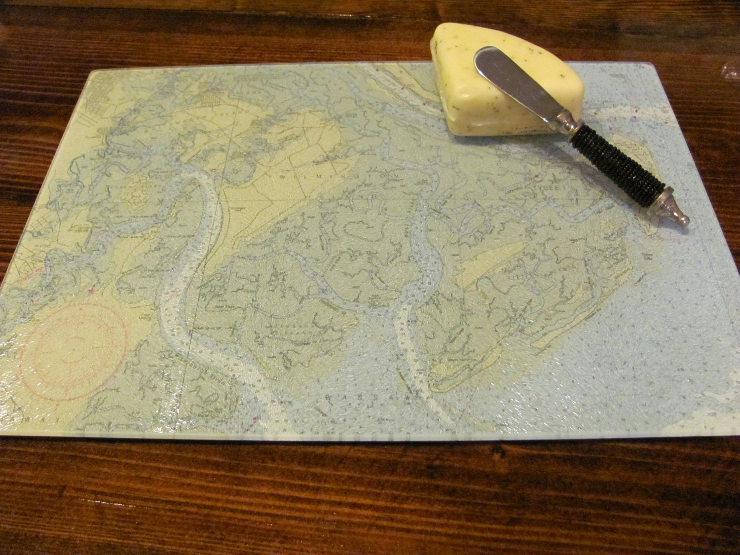 Large Savannah Nautical Chart Cutting Board - Approx. 11x15
