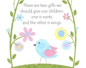 Nursery Art, Kids Wall Art, Baby Girl, Children's Room Decor, Lavender, Pink, Yellow, Birds, Gifts for our Children, 8x10 Art Print