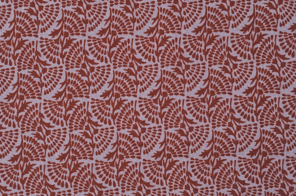 Vintage 19th Century Retro Cotton Fabric - Slate Blue Oxblood Pattern - One Yard