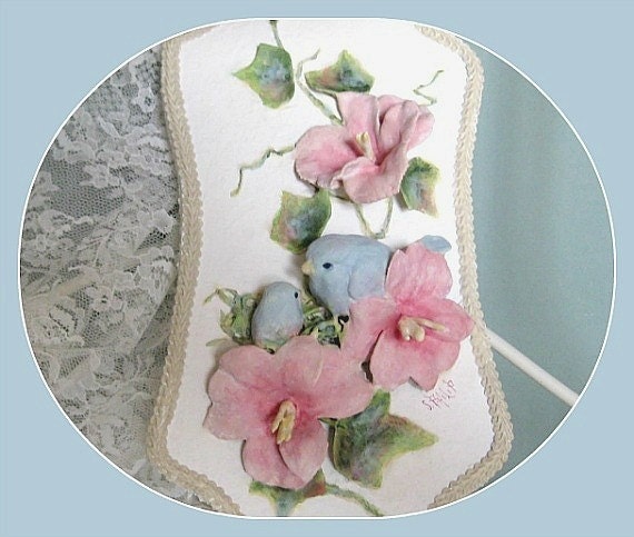 Flower Wall Decor Bird Decor Flower Home Decor Flower Wall Art Sculpture Floral Wall Hanging Spring Flower Baby Nursery Decor Girl Room Clay