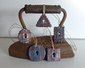 Set of 5-Vintage Antique Style Rustic Keyhole Ornament Tags-Clay Escutcheon Keyhole Plate-Keepsake Ornaments-Gift Decoration-Clay Gift Tags