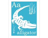 Children's Wall Art / Nursery Decor A is for Alligator 8x10 inch print