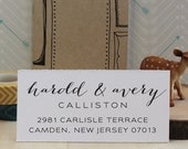 Custom Address Stamp - Calligraphy Stamp Eco Mount - wedding stamp - Avery