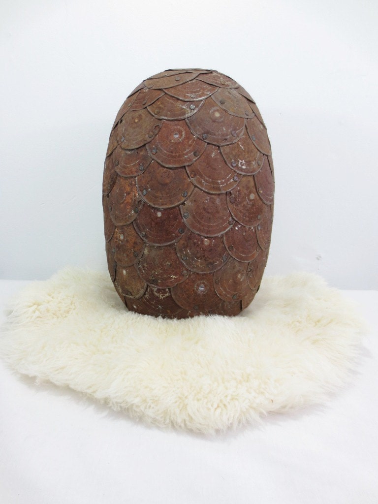 Metal Scaled Dragon Egg From Vintage Tin Cans