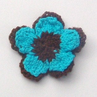 Brown and Turquoise Flower Corsage Brooch