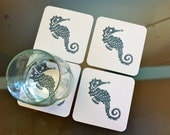 Seahorse Letterpress coasters // set of 4