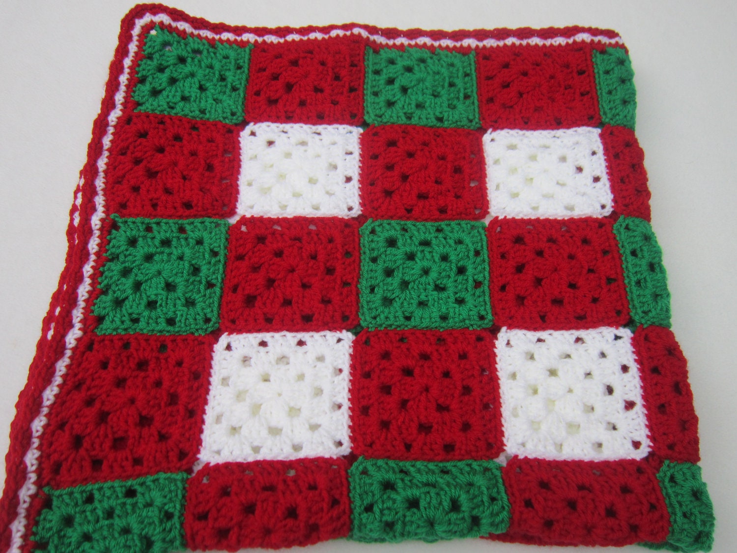 Crocheted Christmas Baby Granny Square Afghan