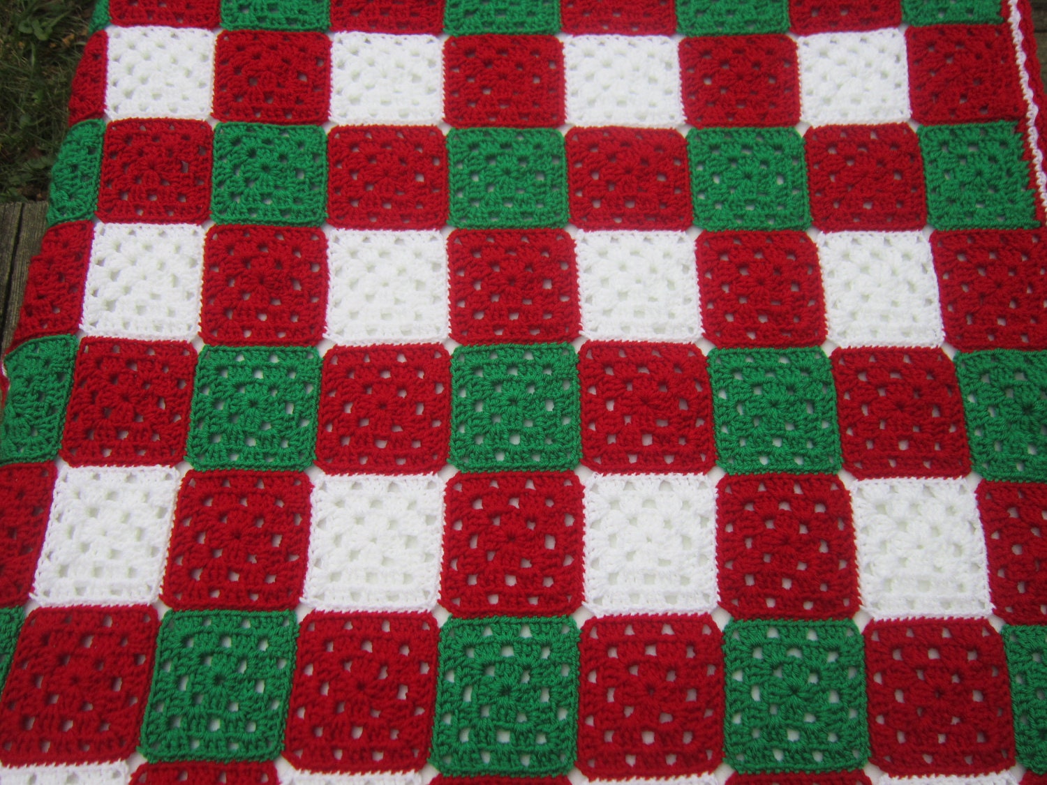 Crocheted Christmas Baby Granny Square Afghan