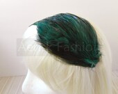 Bridesmaid feather fascinator - Deep Emerald Green  feather fascinator Boutique Quality - CHOOSE headband, comb, or hair clip