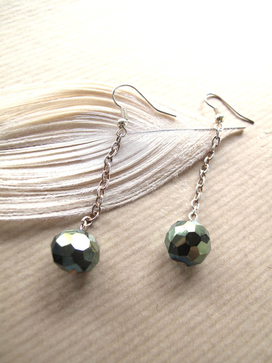 THOMASTON Earrings - Olivine Czech Crystals on Silver