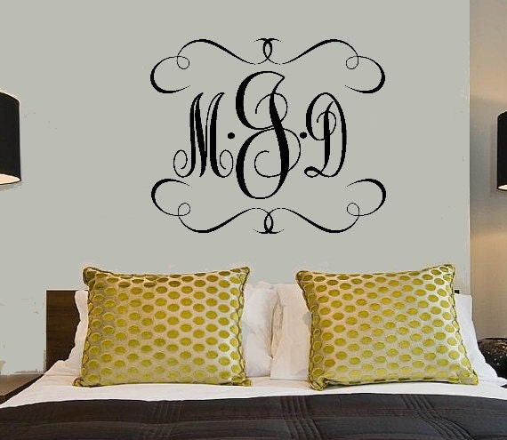 Custom Initials Monogram Vinyl Decal with frame
