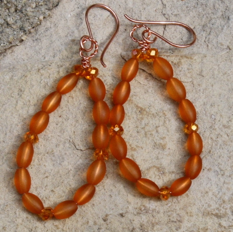 hoop earrings dangle earrings glass mango beads beaded ritzy high fashion gift for her