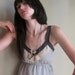 Grey minimal silk dress - geometric lines with deep v-neckline and zip up back - large
