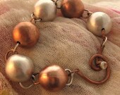 Mixed metalwork jewelry  handmade copper & sterling silver Harlequin artisan bracelet