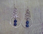 Sterling Silver Jewelry Wave  Earrings with Turquoise drops - Handmade Jewellery Dangle Earrings