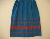Vintage 70s 80s strawberries and denim skirt - FREE shipping