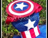 LITTLE LADY AMERICA Avengers Captain America Inspired Tutu Dress with Sparkly Felt Shield - Medium 2/3t