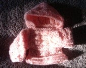 Peach Shell Stitch Crochet Newborn Baby Hoodie