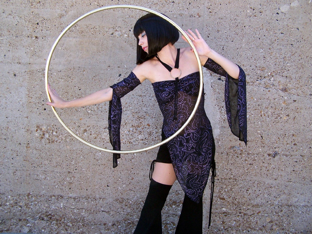 Sheer Black with Puple Sparkles No bra required Tunic with cuffs