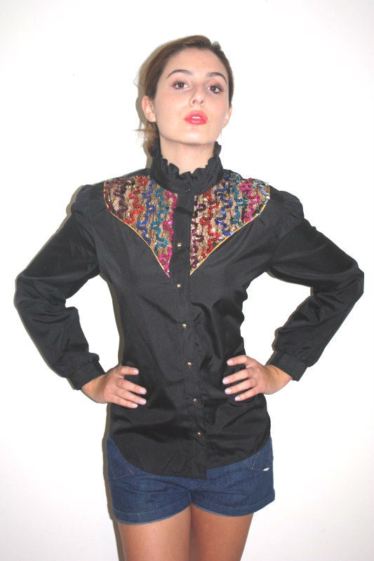 1970s sequin sweetheart of the rodeo shirt