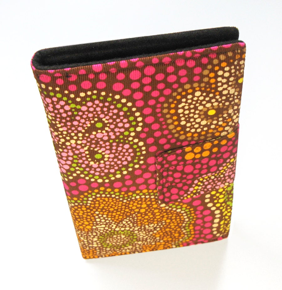 Nexus 7 case / Kindle Fire (original) case cover - Book Style - Pink chartreuse rose-smoke groovy dots and swirls flowers
