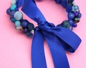 Blueberry Cuff bracelet blue Pulsera arandanos en azul