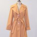 Vintage 1970s Swing Trench Coat, 70s Persian Orange Swing Skirt Winged Collar Long Sleeve Fall Coat, Back Tuck Pleats, Detective Spy Coat
