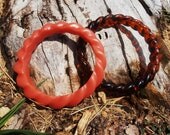 Tortoise Shell and Pink Swirling Large Lucite Bangles