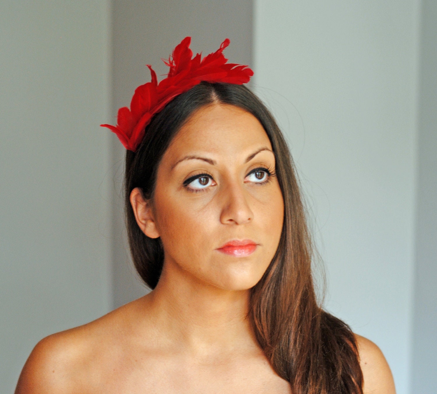 HOLIDAY12. Vintage Feather Headband: RUBY